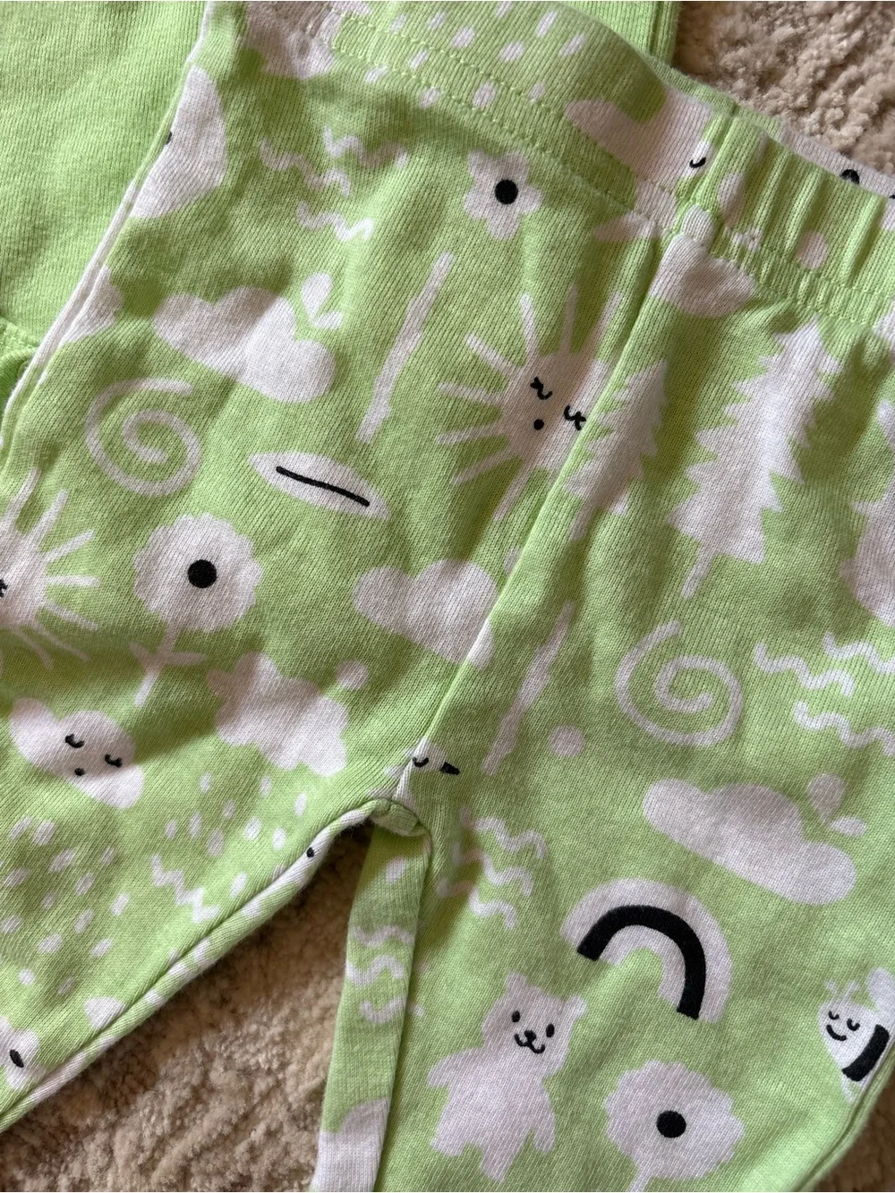 Green Bunny Baby One-Piece with Printed Pants